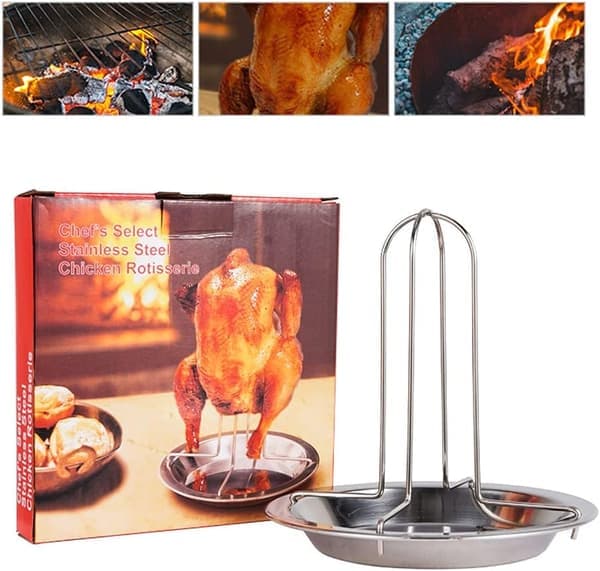 Kyllingegrillstativ, Kyllingelårholder, Kyllingeholder i rustfrit stål, Non-stick Kylling Kalkun Stegeform Grillbageplade