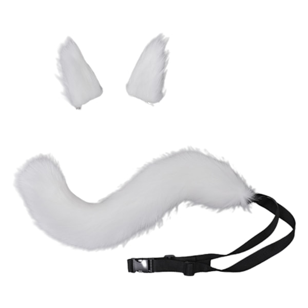 Konstgjord päls katt räv varg lurvig svans och klämma öron för Halloween fest kostym tillbehör