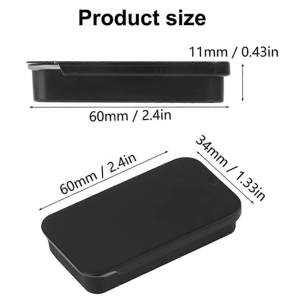 60-pack Black Mini Rectangular Metal Tins with Sliding Lids, Small Empty Metal Tins with Sliding Lids Black