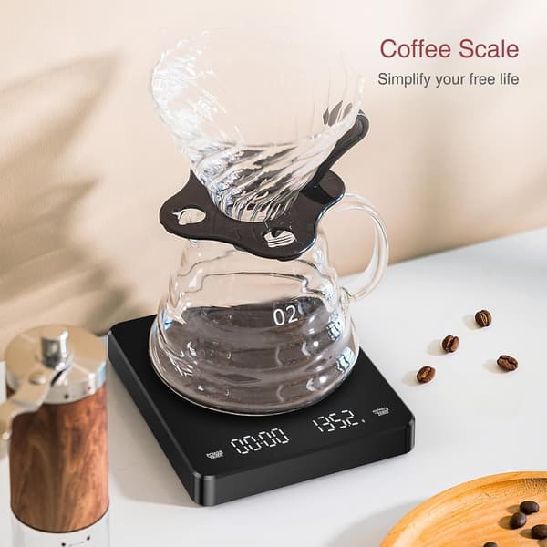 Digital Coffee Scale with Timer, 3kg/0.1g Espresso Scale, Rechargeable Coffee Scale with LED Display.