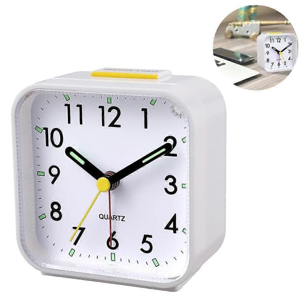 Silent Alarm Clock Bedside Non-Ticking Battery Operated Clock White WHITE