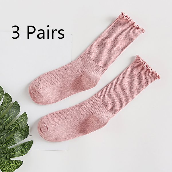 Damstrumpor. Volang Turn-Cuff Casual Ankle Socks Andas Cool Knit Cotton Lettuce Crew Frilly Sock 3 Pack