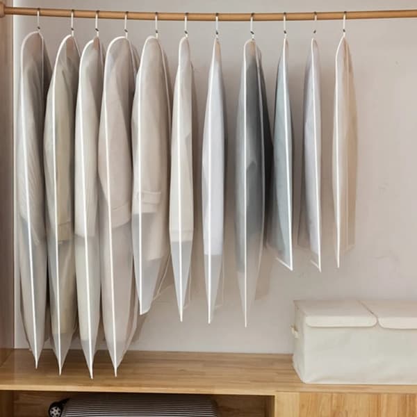 Resistenta plaggpåsar, transparenta plaggpåsar med hel dragkedja som andas (S: 60×80 cm)