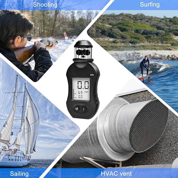 Digital Anemometer, Yf-876 Anemometer för mätning av vindhastighet/temperatur, vindriktningsindikator, för utomhusaktiviteter WWLAI TRADING SARL