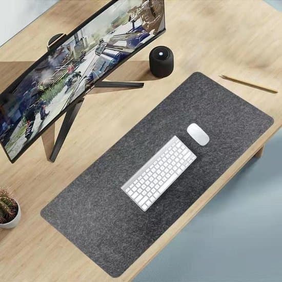 1 Mørkegrå filtskrivebordsmåtte - 100×40cm - Stor musemåtte - Skridsikker filtskrivebordsmåtte - Sammenfoldelig - Skrivebordsbeskytter - Velegnet til bærbar computer, mus, tastatur