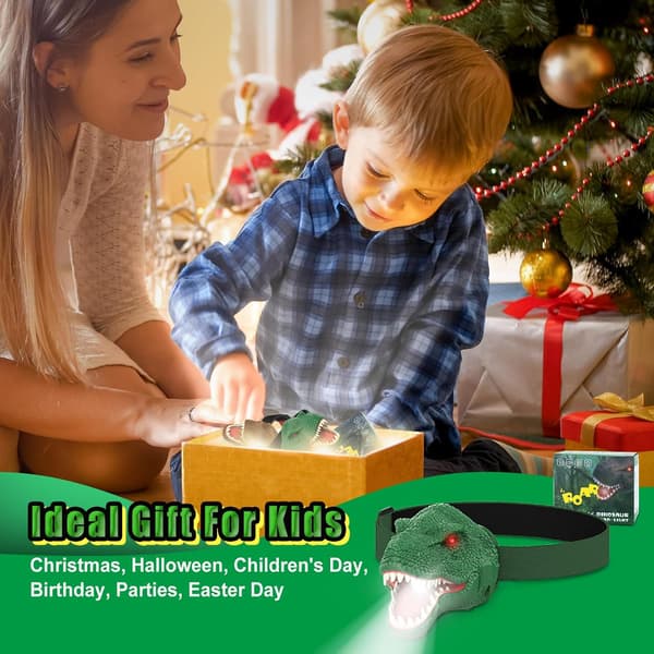 Dinosaur Hodelykt for Barn Lommelykt Led Hodelykter Brøl & Stillemodus, T-Rex Dinosaurleker for Barn 3-5 4-6 5-7 6-8, Campingutstyr