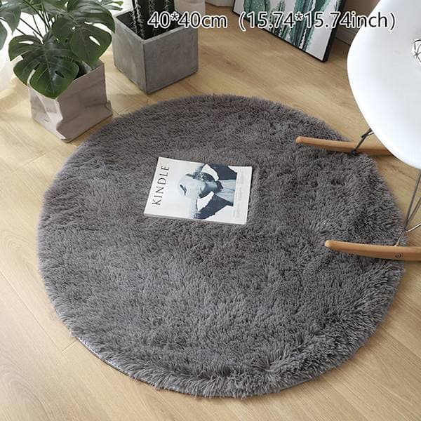 Fluffig ullmatta vardagsrumsmatta fuskpäls rund matta barnrum grå 40*40cm grå Gray