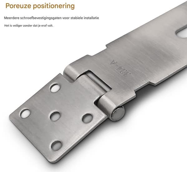 2 hengelåsklemmer i rustfritt stål - Dørlåsklemmer - Bolter - Sikkerhetsklemmer i rustfritt stål - 3,9 cm x 16,2 cm - 5 tommer - Sølv