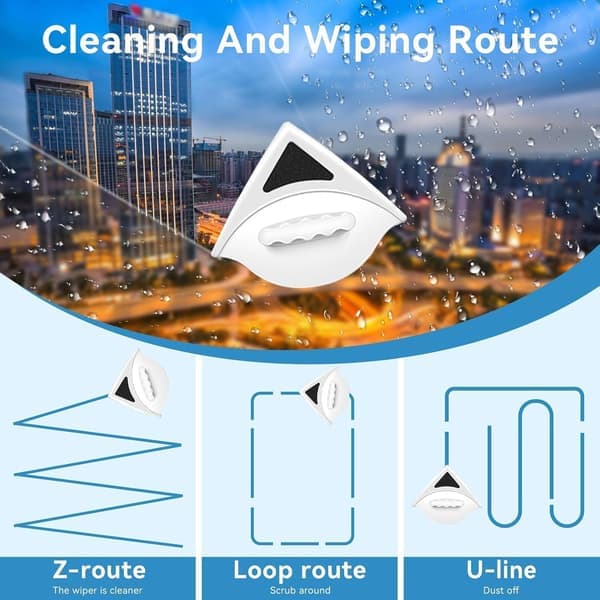 Double-sided window cleaner with ABS plastic shell, magnetic rubber glass wiper, adjustable magnetic washing brush equipment for high-rise windows
