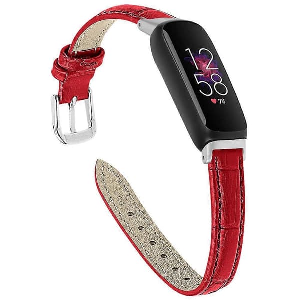 Erstatningsrem til Fitbit Inspire 3, Bambusmønstret PU-læder, Justerbar Urrem Red