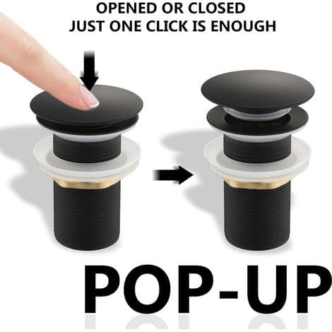 Pop-up sink drain, sink drain without overflow, bathroom basin drain with a 1/4\" hole