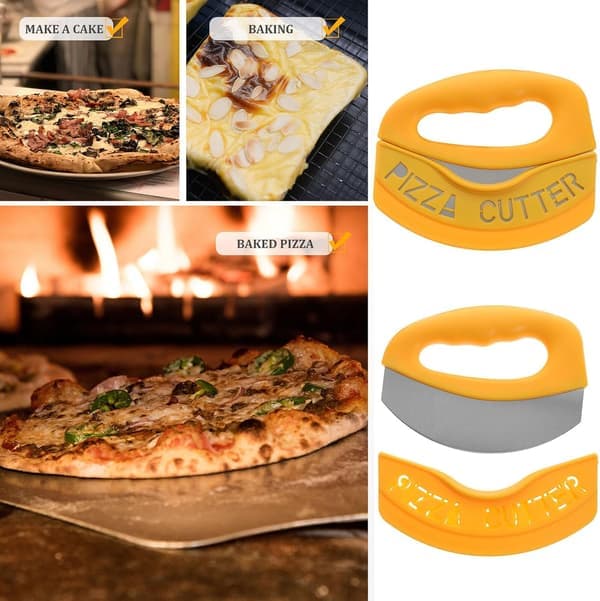 Pizzakutter i rustfritt stål, pizzakutter og ostekutter med doble hjul og ergonomisk håndtak, brød- og bakverkkniv