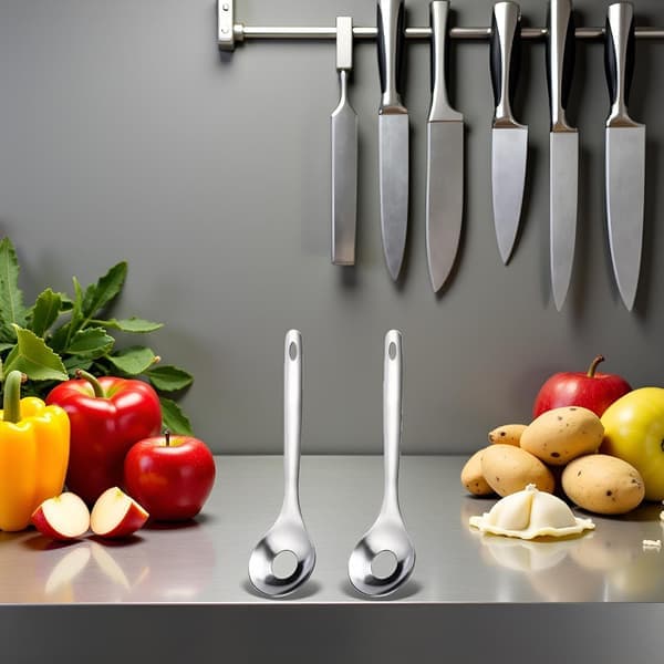 2-pack Cactus Peeler Spoons - Stainless Steel Multi-tool for Peeling, Slicing & Shaping Meatballs, Kitchen Utensil Set