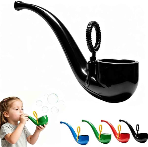 Bubble Pipe 3D Printed Creative Pipe Shaped Bubble Blower - Colorful Fun Bubble Blowing Pipe Reusable Retro Fun Style Bubble Machine - for Party