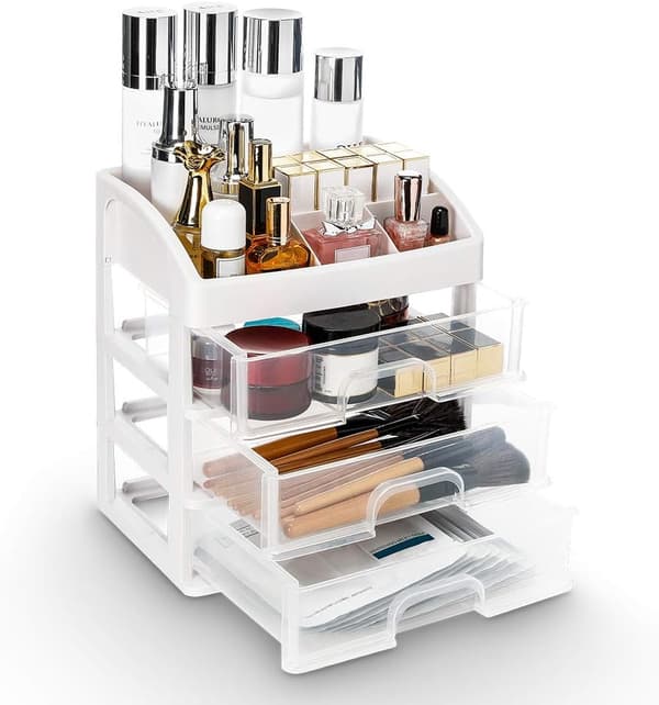 Makeup Organizer, Transparent Cosmetic Drawers, Space-Saving Desktop Storage Box for Makeup