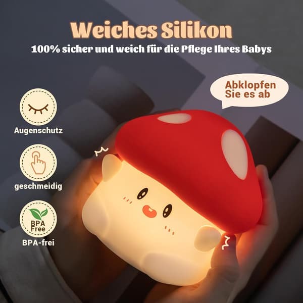 Night Light with 50-Hour Battery and Control Function, Soft Light for Children's Room, USB Rechargeable with Timer – Easter Gift for Girls