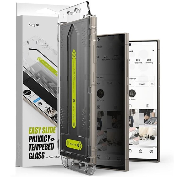 [2-Pack] Ringke Galaxy S24 Ultra Härdat Glas Skärmskydd Easy Slide - Privacy Svart