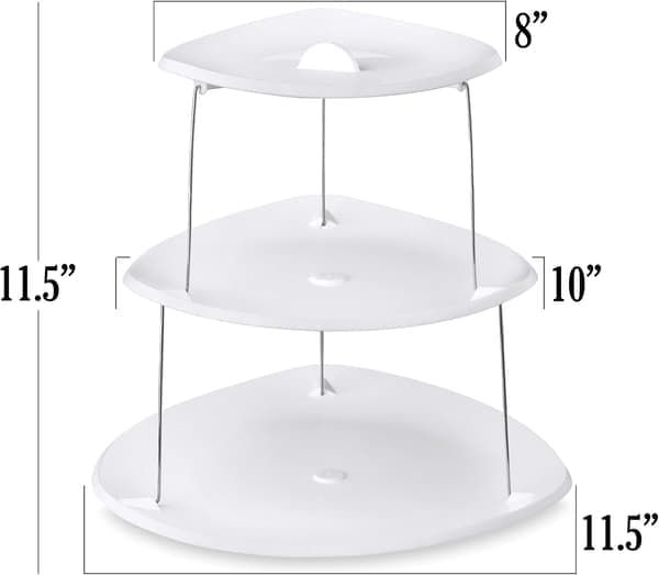 Sammenleggbart serveringsbrett i 3 etasjer: Dekorativ design som kan foldes sammen, et elegant brett for smørbrød, kaker, osteskiver og spekemat