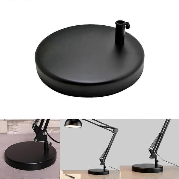 Metallampefod Baseplade Erstatning til Skrivebords-/Bordlampe, Robust Bundtilbehør Black
