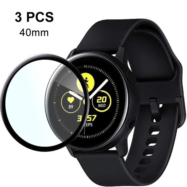 [3-pack] Skärmskydd Kompatibel Samsung Galaxy Watch Active, Max täckning, Anti-Scratch, Bubbelfri, HD Flexibelt Skärmskydd 40mm