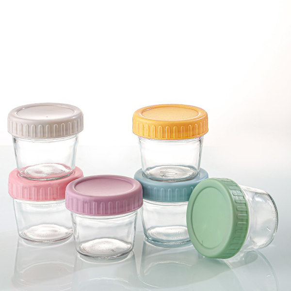 [6-pack] Salladsdressingbehållare att ta med, 100 ml små glasbehållare för kryddor med lock, set med doppskålar, läckagesäkra återanvändbara såsbehållare