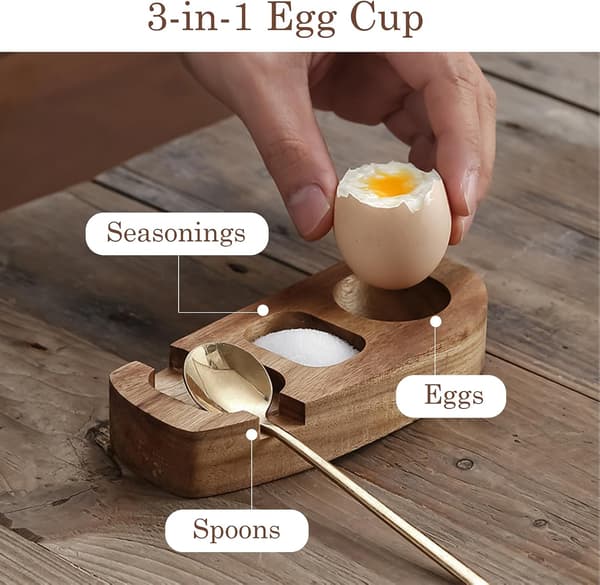 Wooden Egg Holder - Rustic Countertop Egg Organizer Smooth Storage Rack for Home and Kitchen Use