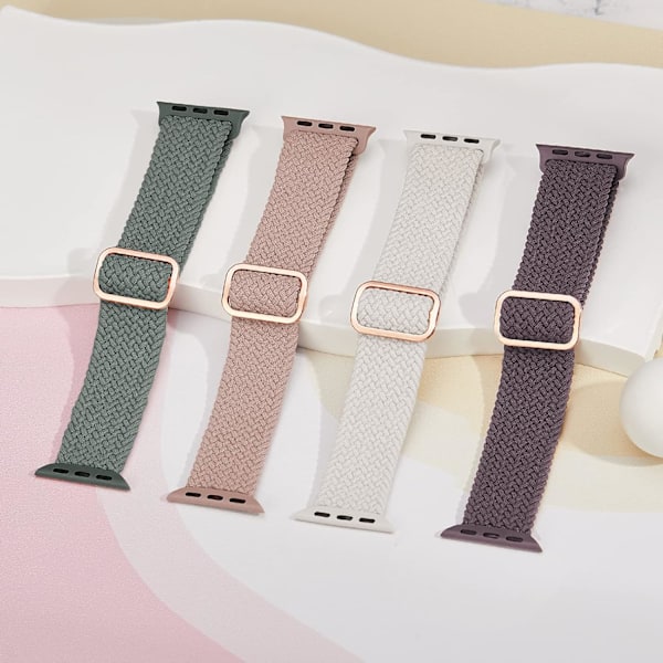 Flätat Elastiskt Solo Loop Kompatibelt med Apple Watch Armband 4pcs 1 38/40/41mm 4pcs 1 38/40/41mm