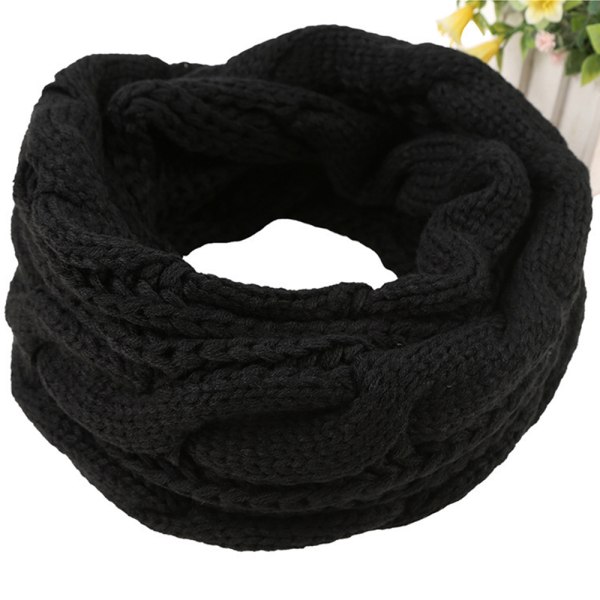Dam vinter varm stickad infinity halsduk mode tjock varm cirkel loop halsdukar svart