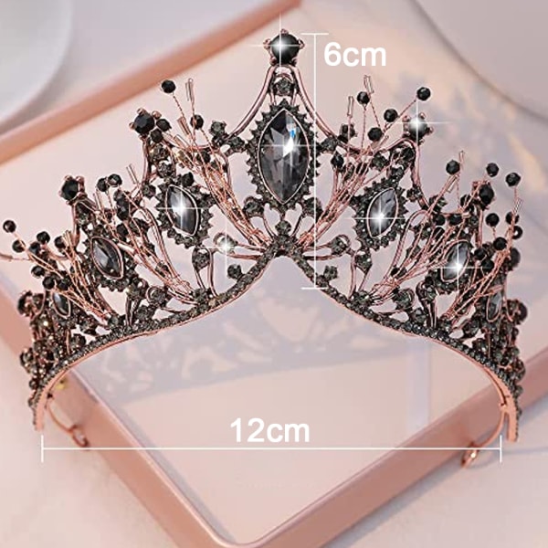 Barock Tiaror och Kronor, Kristall Rhinestone Bröllop Drottning Kronor Kostym Festival Födelsedag Tiara Brud Hår Tillbehör för Flickor Svart