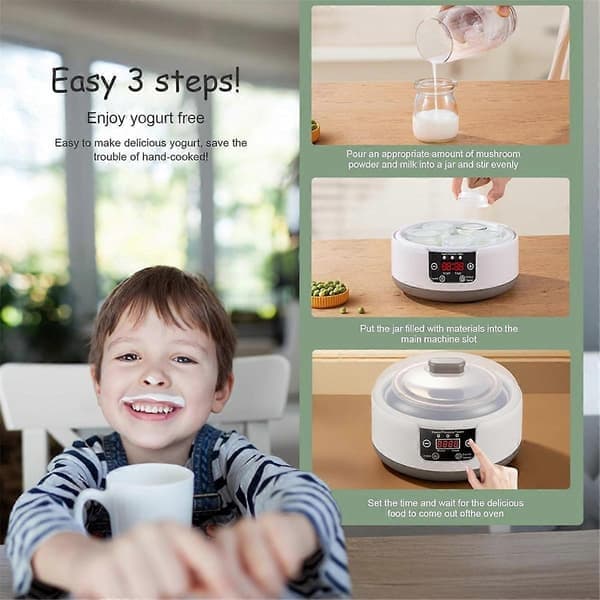 36-timmars yoghurtmaskin, 1,2L automatisk digital yoghurtmaskin EU-kontakt