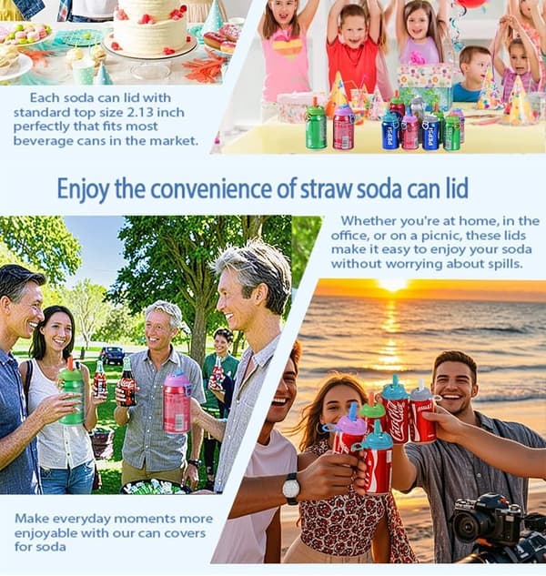 4-pack Magnetic Soda Can Lids, Reusable BPA-Free – Keeps Fresh, Insect and Dust Proof for Beach BBQ