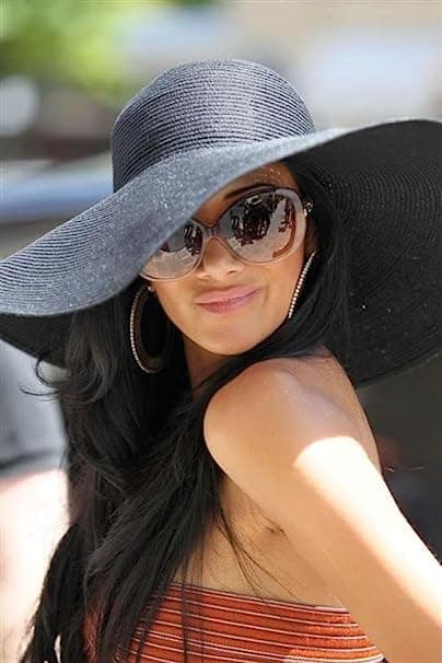 Dame Floppy Hat Stråhat Bred Skygge Solhat Åndbar Anti UV Stråhat Strand Solhat UPF 50+, Sort