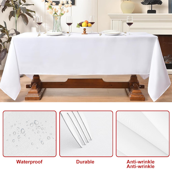 228*336cm Rektangulär Duk Polyester Bordsduk, Fläckbeständig och Rynkfri Polyester Matsalsbordsskydd