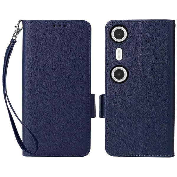 For XREAL Beam Pro Case Litchi Texture PU Leather Wallet Flip Phone Case Dark Blue