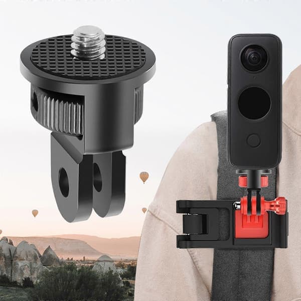 Til stativmonteringsadapter 1/4 skrue til Insta-360 Hero Actionkamera Sort Grå Blac grey