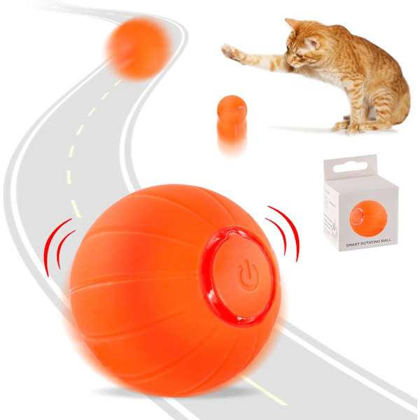 Interaktiv kattboll leksak - med LED-ljus, intelligent hoppboll, 360 graders automatisk rotation och USB-laddning, stimulerar jakt, för kattunge