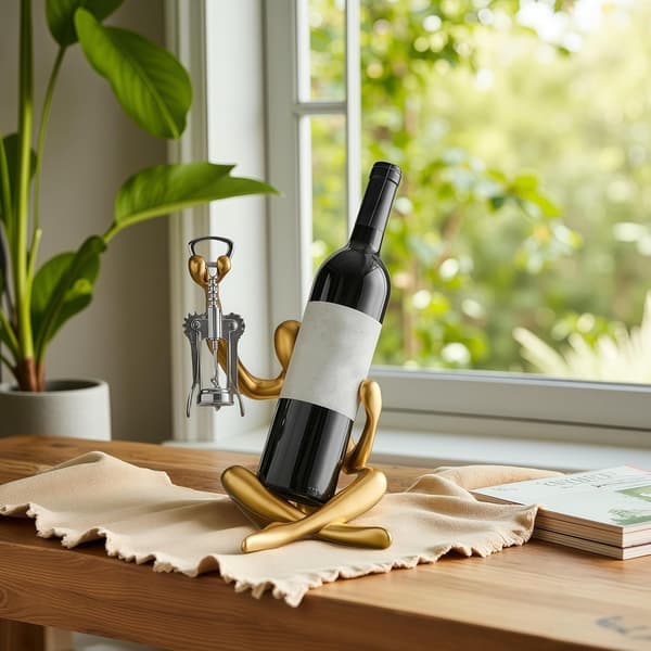 Abstract Wine Rack Home Decor, Resin Hollowed Design Decorative Wine Rack (Gold)