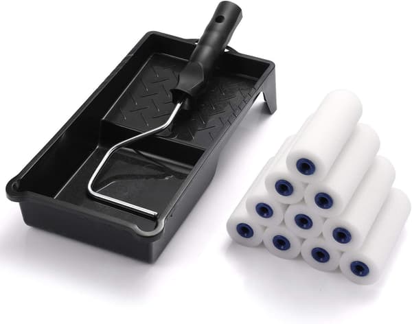Skumfärgroller, Rollerram med 4-tums Mini Färgrolleröverdrag med Skumtäckta Ändar, Högdensitet Skumfärgsbricka Set (12 Delar)