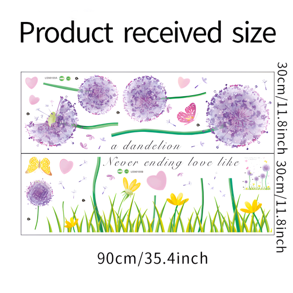 Förpackning med 2 Väggdekaler Maskros Vardagsrum Väggdekaler Blommor Väggdekaler Sovrum Väggdekaler Barnrum Fönstertatuering för limning