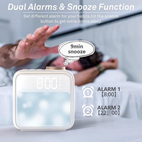 This alarm clock with night light has a built-in battery, dual alarms, and a snooze function, making it ideal for heavy sleepers.