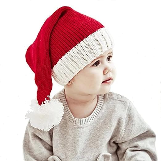 Jul tomtestickad mössa för barn babymössa vintermössa familjematchande julfest stickad mössa, 1 st