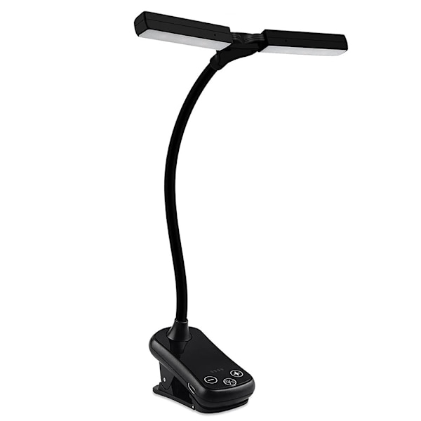 14 LED-läslampa boklampa med 2 huvuden, Electight USB-laddningsbar klämma ljus boklampa med 3 belysningslägen, kontinuerligt dimbar, batteri