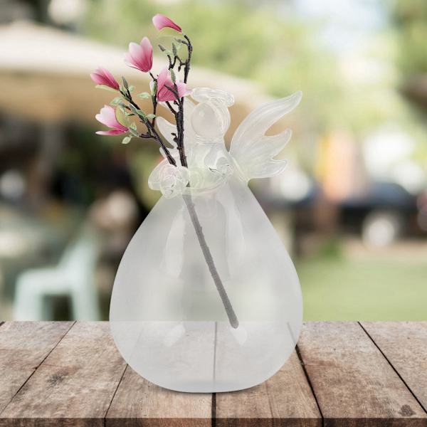 Vinkelhandgjord transparent glasvas blomkruka dekor hushållskontor