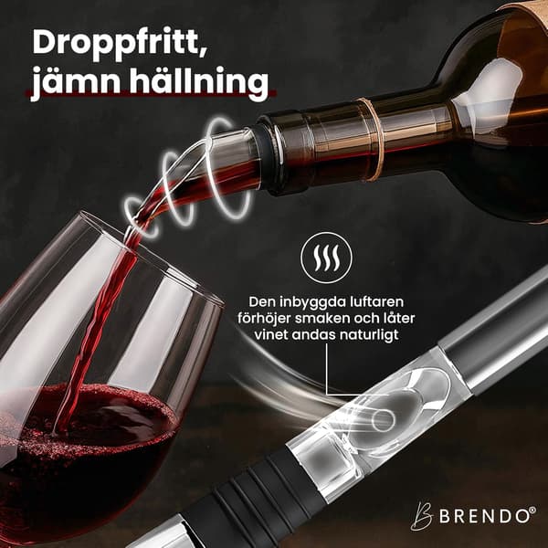 Vinkjøler Rustfritt Stål Isvinbar 5-delt sett (Rustfri Stålbar * 2+Heller+Rund Hode Vinstopper+Vakuumstopper) Bokset | Vingavesett 1set