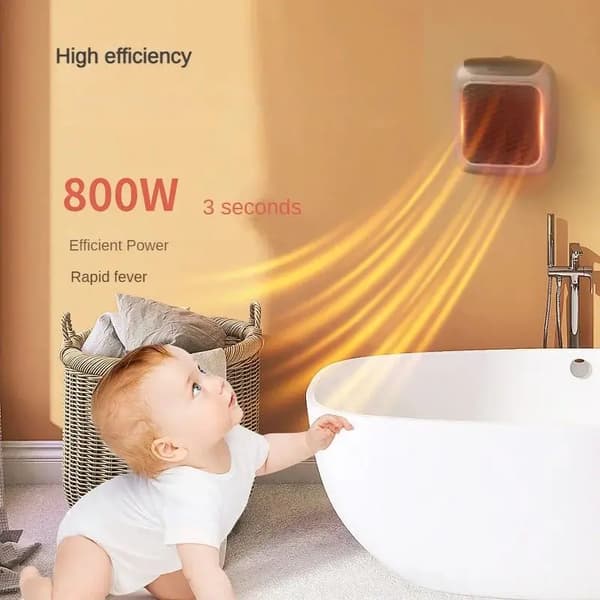 Electric Heater for Home, Adjustable Thermostat, Remote Control, Small Square Design 800W Heater