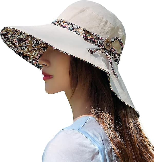 Dame Solhat Upf 50 Bred Skygge Bøllehat UV Beskyttelse Sommer Strand Solhat