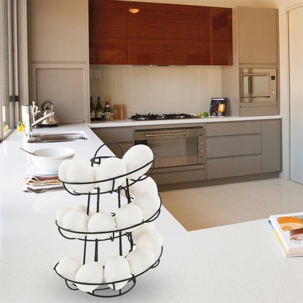 Egg Rack Deluxe – Modern Spiral Dispenser Rack Brown Stylish Kitchen Storage for Eggs