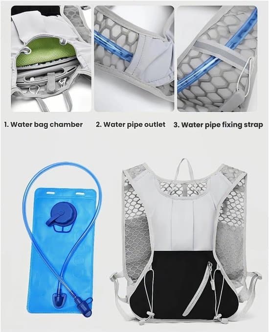 Running Vest with Bottle Holder - Lightweight Hydration Pack - Includes 2-Liter Hydration Bladder - Suitable for Women - Reflective Running Vest