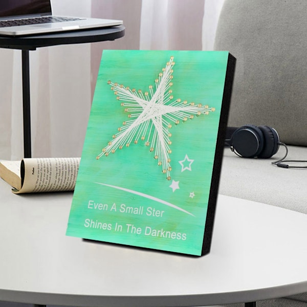 Stjärna DIY Nagel String Art Kit 3D Ritning Naglar Lindningslinjer Målning Heminredning (Grön)
