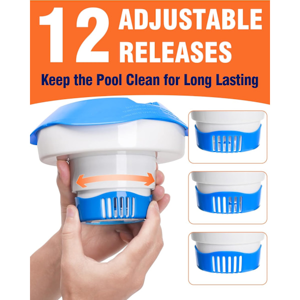 7 tums pool klor flytande - stor kapacitet flytande klor dispenser för 1 & 3 tums klor tabletter pool flytande med justerbar frisättning för